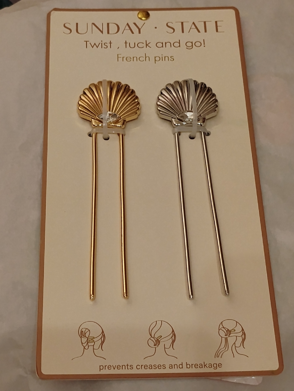 Sunday State Shell French Pins - Gold & Silver
